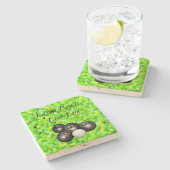 緑の芝生の椀は生きている ストーンコースター (横)