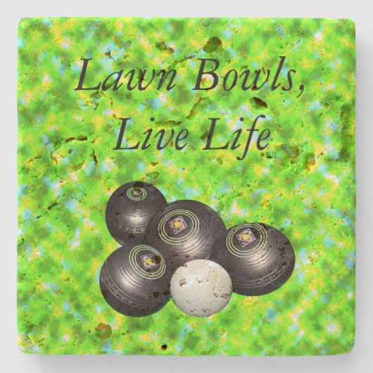 緑の芝生の椀は生きている ストーンコースター (正面)