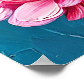 緑の花が咲く美しいピンクの離れ花 ポスター (角)