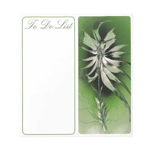 緑の花でリストを作成するには ノートパッド (正面)