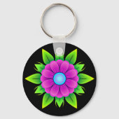 緑の花とピンク葉の花 キーホルダー (裏面)
