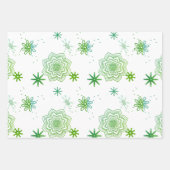 緑の花と星 ラッピングペーパーシート (正面3)
