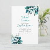 緑の花と葉白ブライダルシャワー 招待状 (スタンド正面)