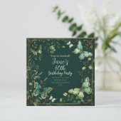 緑の花と蝶の庭園デザイン 招待状 (スタンド正面)