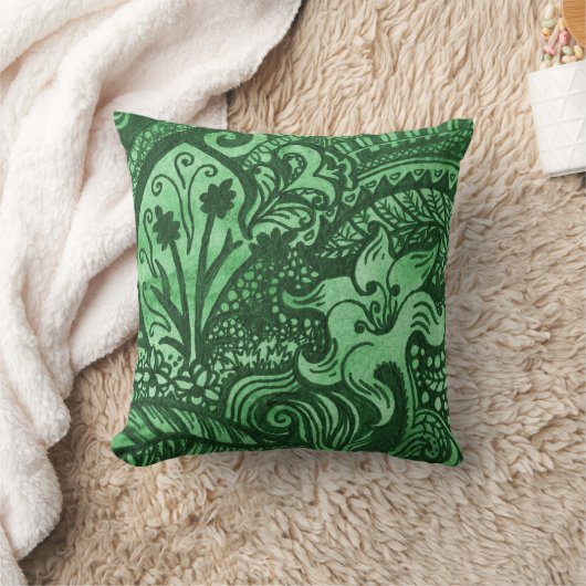 緑の花と離れ装飾用クッション クッション (ブランケット)