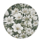 緑の花に植物性の白い葉花 カッティングボード (正面)