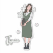 緑の花のカスタマイズ シール (正面)