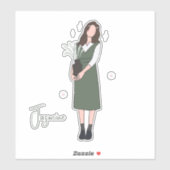 緑の花のカスタマイズ シール (シート)