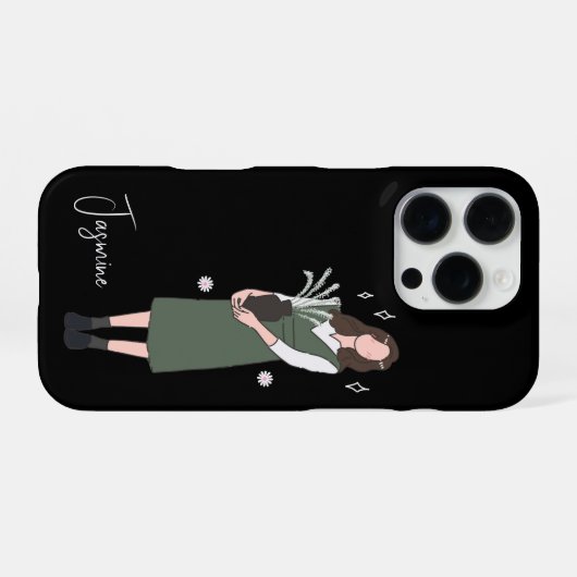 緑の花のカスタマイズ iPhoneケース (裏面横)