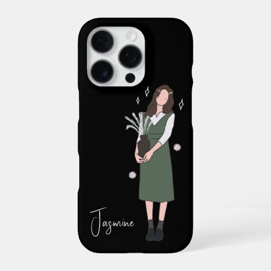 緑の花のカスタマイズ iPhoneケース (裏面)
