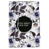 緑の花のシームレスなパ葉ターで光bl花 ミディアムペーパーバッグ (裏面)