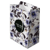 緑の花のシームレスなパ葉ターで光bl花 ミディアムペーパーバッグ (裏面アングル)