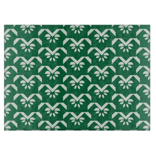 緑の花のジグザグ形 カッティングボード (正面)