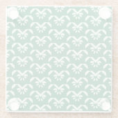 緑の花のジグザグ形 ガラスコースター (裏面)