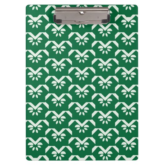 緑の花のジグザグ形 クリップボード (正面)