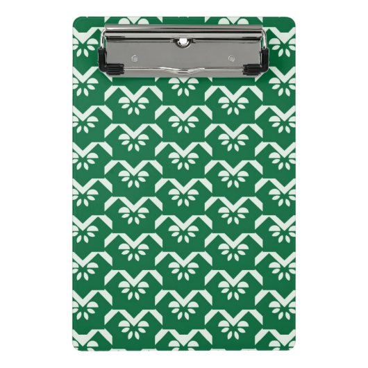緑の花のジグザグ形 ミニクリップボード (正面)