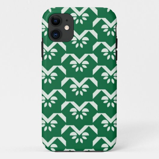緑の花のジグザグ形 Case-Mate iPhoneケース (裏面)