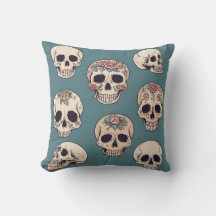 緑の花のスカルでハロウィンカラフルをアニメート