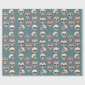 緑の花のスカルでハロウィンカラフルをアニメート ラッピングペーパー (フラット)