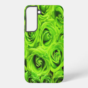緑の花のバラパターン三星銀河系ケース SAMSUNG GALAXY S22+ケース