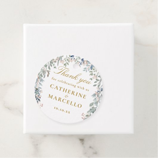 緑の花のワイルドフラワーウェディングサンキュー フェイバータグ (インサイチュ)