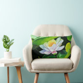 緑の花の上の白いユリ離れの花 ランバークッション (椅子)