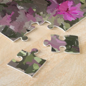 緑の花の中のピンクのパズル ジグソーパズル (側面)