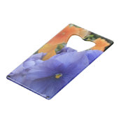 緑の花の写真4810を持つ紫色及びオレンジパンジー クレジットカード栓抜き (裏面アングル)