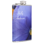 緑の花の写真4810を持つ紫色及びオレンジパンジー フラスク (右)