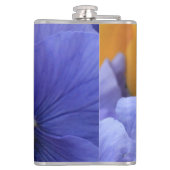 緑の花の写真4810を持つ紫色及びオレンジパンジー フラスク (裏面)