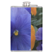 緑の花の写真4810を持つ紫色及びオレンジパンジー フラスク (裏面)