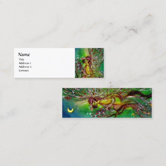 緑の花の妖精の夜のファンタジー スキニー名刺 (正面/裏面)