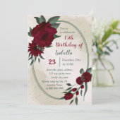 緑の花の幾何学的な誕生日 招待状 (スタンド正面)