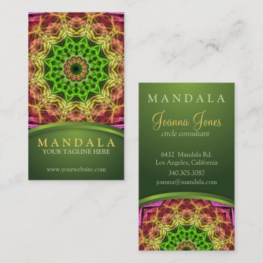 緑の花の曼荼羅 名刺 (正面/裏面)