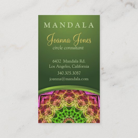 緑の花の曼荼羅 名刺 (裏面)