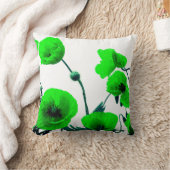 緑の花の水彩画のケシによっては白いモダンが開花します クッション (ブランケット)