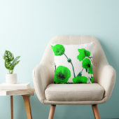 緑の花の水彩画のケシによっては白いモダンが開花します クッション (椅子)