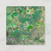 緑の花の背景プロフェッショナル スクエア名刺 (裏面)