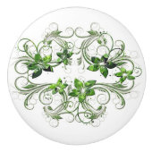 緑の花の陶磁器のキャビネットのノブ セラミックノブ (正面)