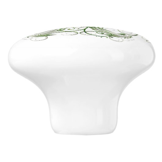 緑の花の陶磁器のキャビネットのノブ セラミックノブ (側面)