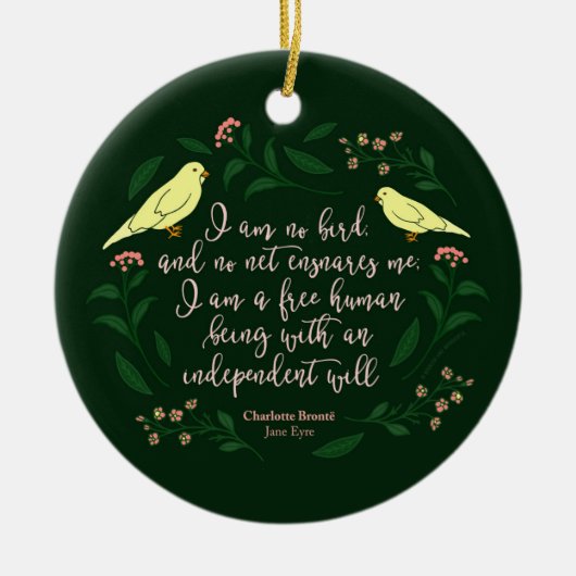 緑の花の鳥の引用文ジェーンEyreシャーロットBronte セラミックオーナメント (正面)
