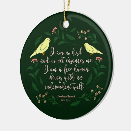 緑の花の鳥の引用文ジェーンEyreシャーロットBronte セラミックオーナメント (左)