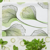 緑の花びら キッチンタオル (折り畳み)