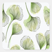 緑の花びら スクエアシール (正面)