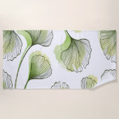 緑の花びら ビーチタオル (正面)