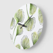 緑の花びら ラージ壁時計 (傾斜)