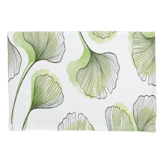 緑の花びら 枕カバー (正面左)