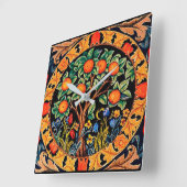 緑の花を持つオレ葉ンジの木 スクエア壁時計 (傾斜)