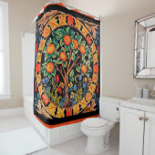 緑の花を持つオ葉レンジの木 シャワーカーテン (インサイチュ)