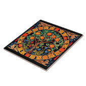 緑の花を持つオ葉レンジの木 タイル (側面)